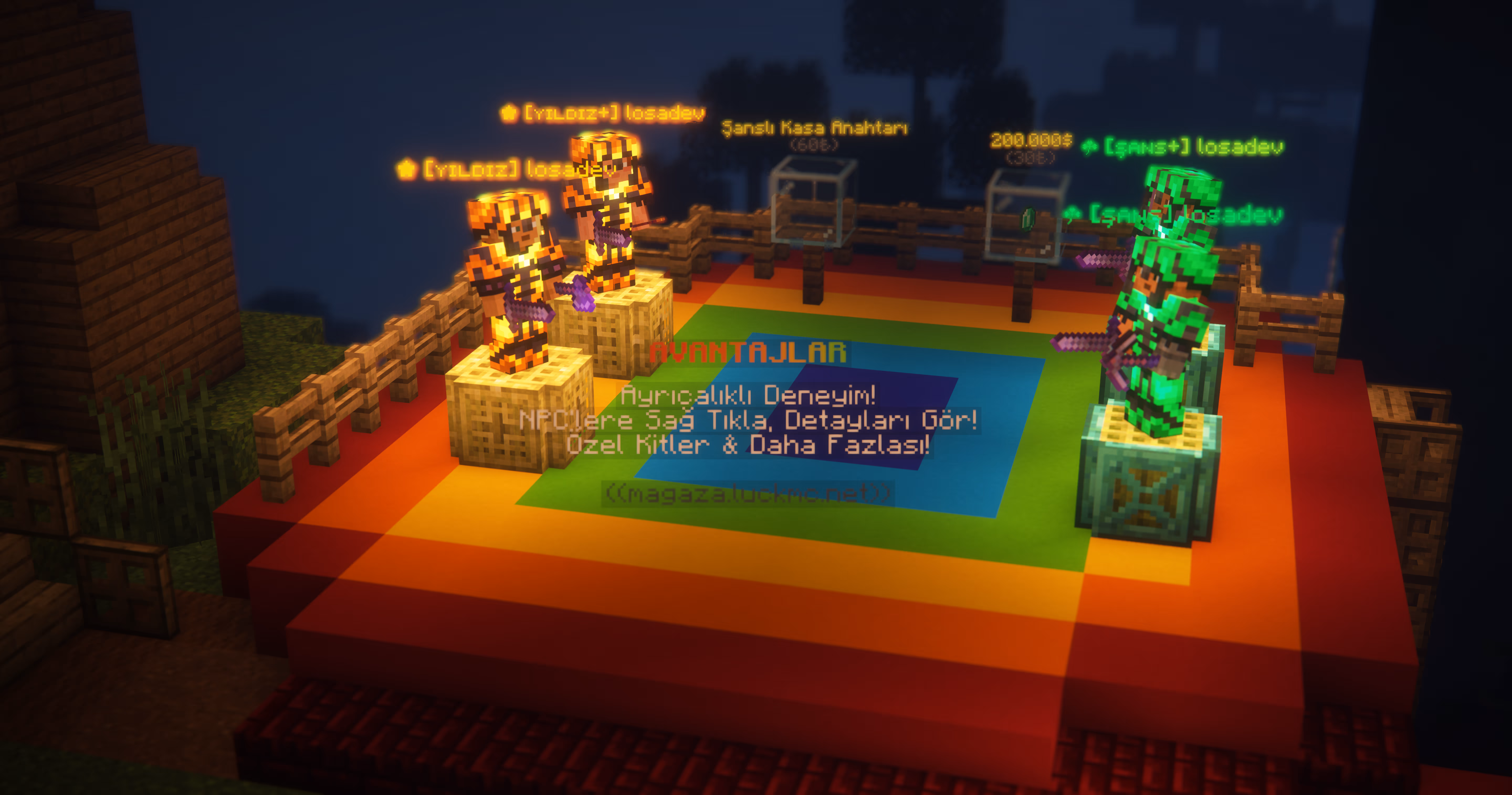 Skyblock sunucusundaki avantajlar menüsü